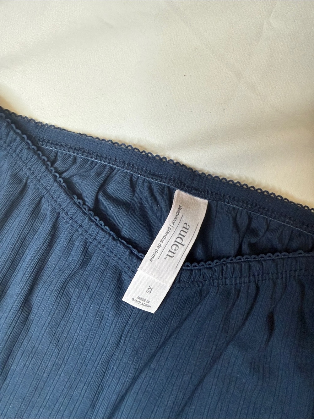NWT Auden Navy Wide Leg micro ribbed Knit Pajama Sleep Pants XS - Picture 3 of 8
